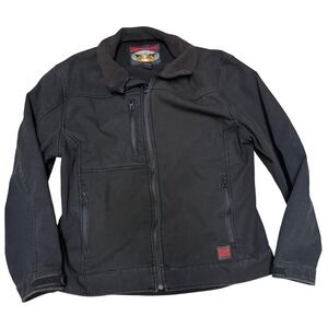 Tough Duck Mens Black Canvas Work Jacket Fleece Lined Full Zip YKK Size Medium